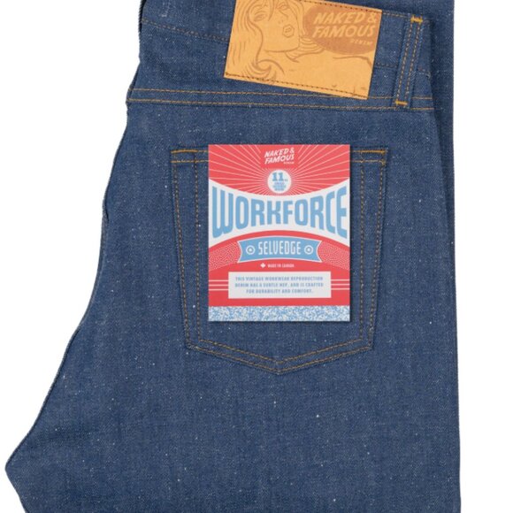 BNWT SS25 NAKED & FAMOUS WORKFORCE SELVEDGE DENIM JEANS 30 & 32 - Picture 15 of 16